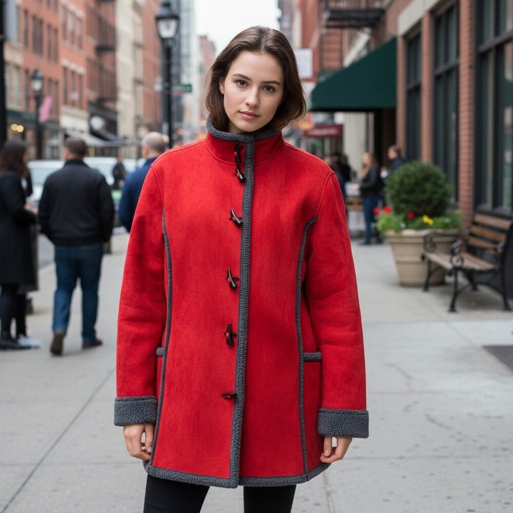 Cotton Ginny Women’s Stunning Red Classic and Comfortable Button Closure Coat